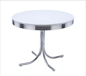 White/Chrome Retro Round Dining Table