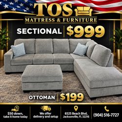 Gray Fabric Sectional Sofa 🚚WE DELIVER🚚