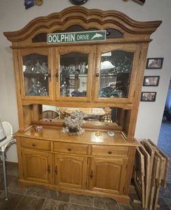 Solid Oak China Hutch