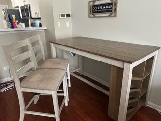 Island Table and Two Bar Stools