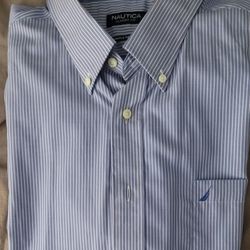 Nautica Men's Classic Blue Pinstripe Dress Shirt XXL