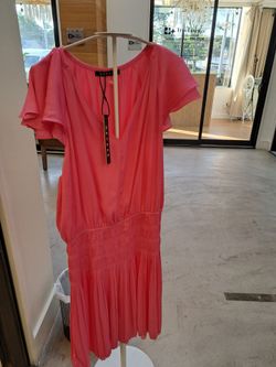 Decker  Pink Flutter Sleeve Dress