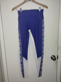 ALO Yoga Women's Athletic Blue & White Leggings Size Medium EUC 26" Inseam