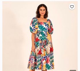 FARM Rio Macaw Off White Tropical Midi Dress