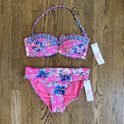 NWT Lilly Pulitzer Size 6 Bikini Set Swimsuit Pink Isle Last Bud Not Least