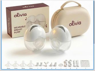 Olivia by Lolafo Wearable Electric Breast Pump, Hands-Free Portable Breast Pump for Breastfeeding Moms, Quiet Rechargeable Pump with 12 Suction Levels