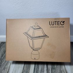 LUTEC LED Solar Post Light, Cast Aluminum Solar Lamp Post Light,Dusk to Dawn Waterproof Pole Light Head
