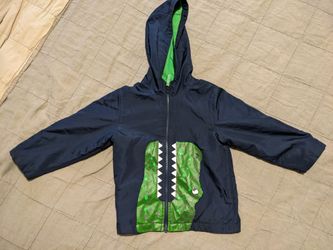 Carter's Boys Size 6 Dinosaur Hooded Jacket Navy Blue Green Fleece Lined