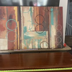 Wooden Side Long Table with Art