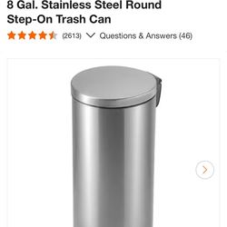 StyleWell 8 Gal. Stainless Steel Round Step-On Trash Can