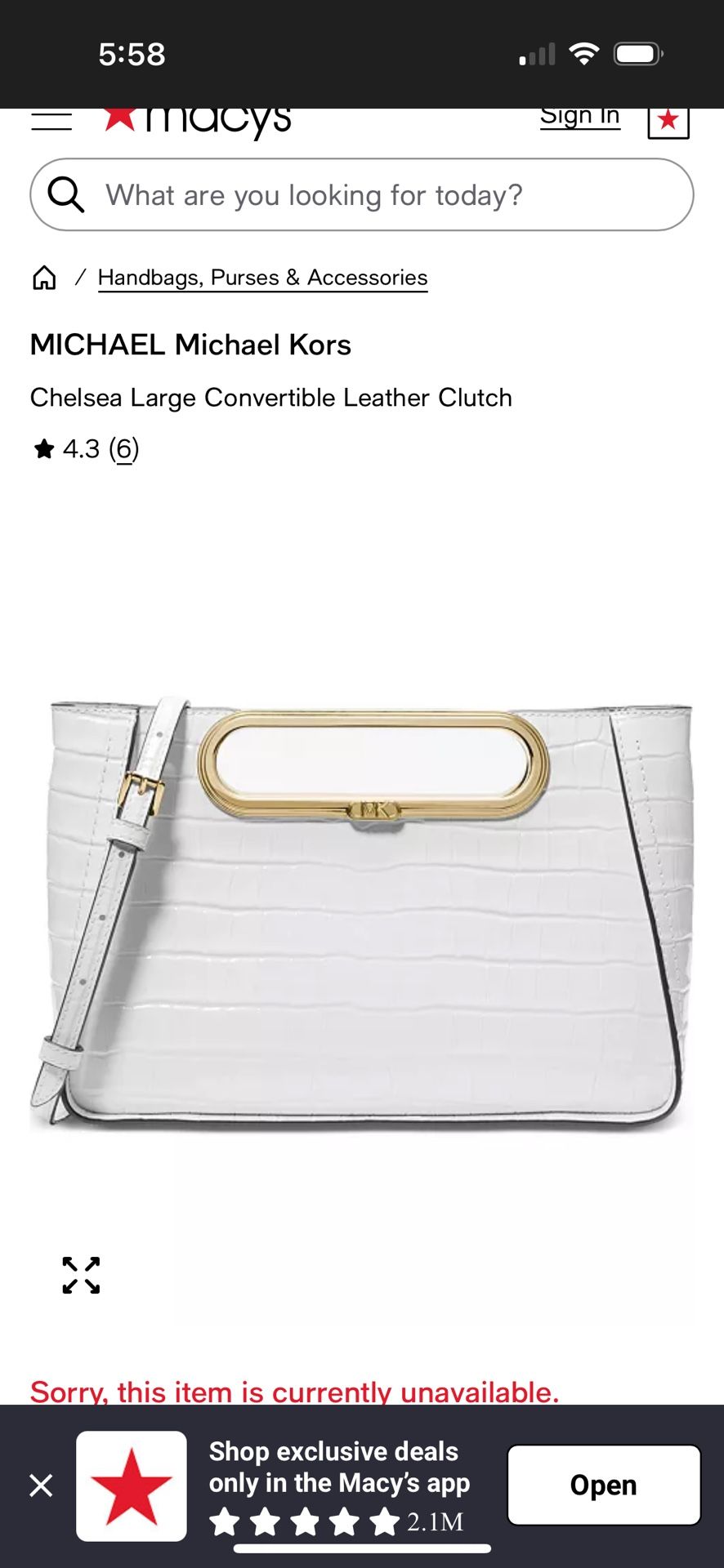 MICHAEL Michael Kors Chelsea Large Convertible Leather Clutch