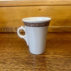 Vintage D.E McNicol McKesson Service #12 Coffee Mug white w/ brown trim/detail fluted / decorative handle 