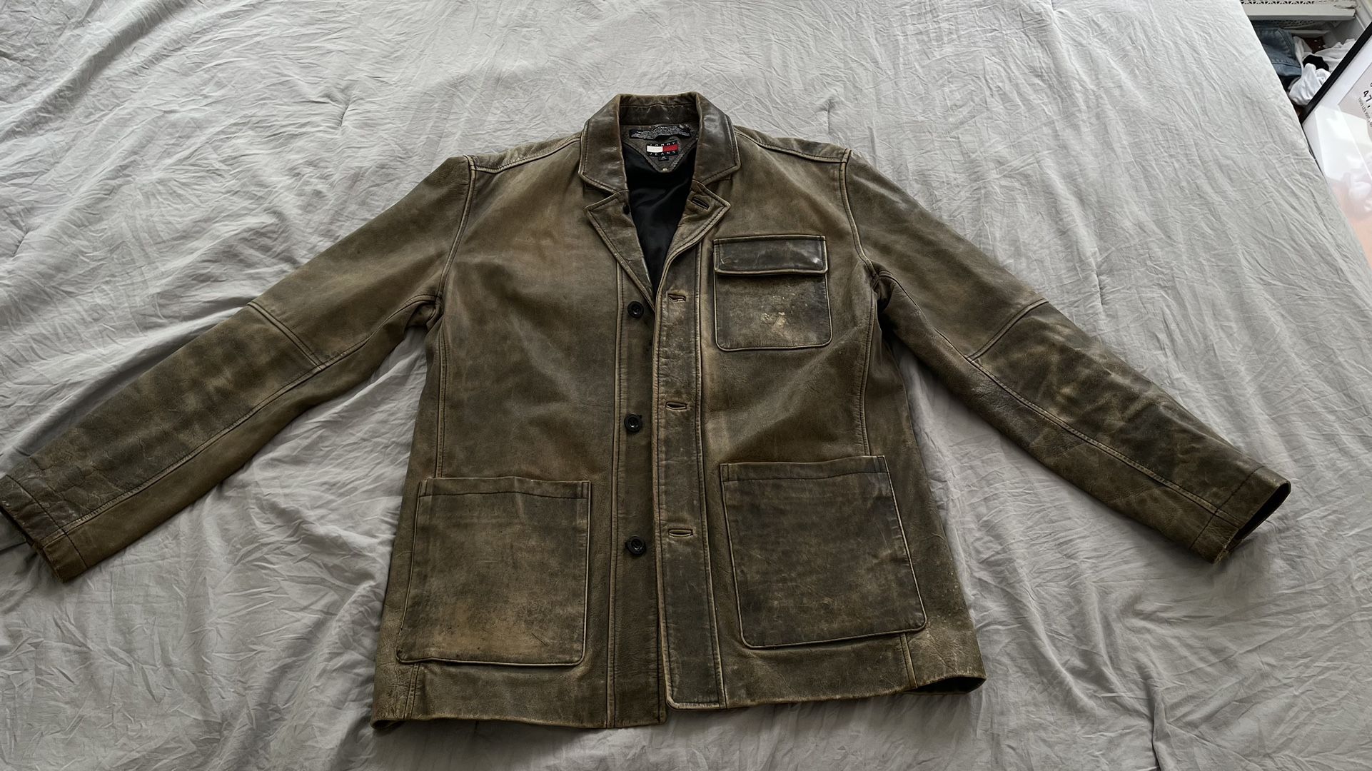 Vintage leather Tommy Hilfiger faded jacket