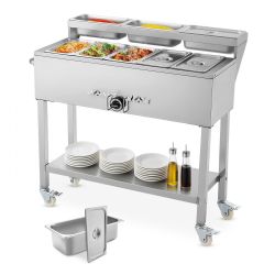 Commercial Propane Steam Table, 5 Food Pans & 3 Condiment Pans