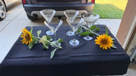 Set of 6 Clear Glass Martini Glasses