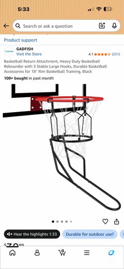 Basketball return attachment