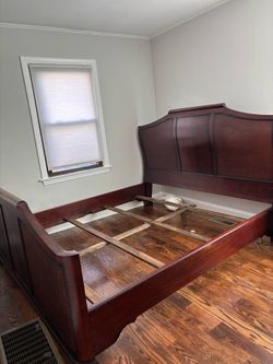 Solid Wood King Sleigh Bed Frame – Rich Cherry Finish
