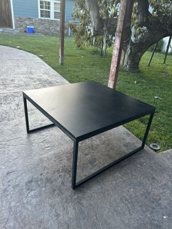 Coffee Table With Black Metal Base