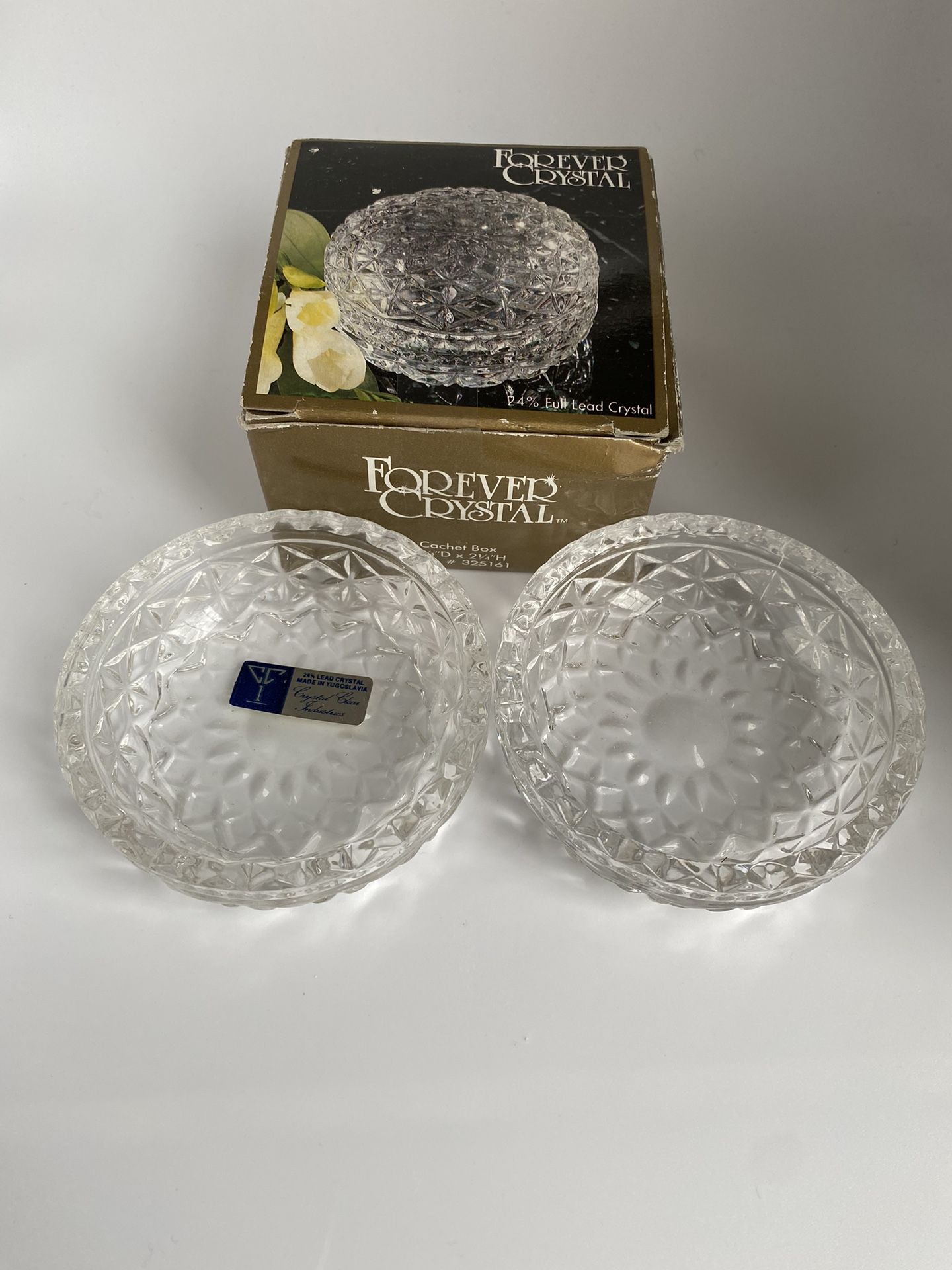 Vintage Forever Crystal Cachet Box / Trinket Box Home Decor, 3 3/4” x 2 1/4”