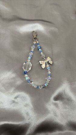 Hand Made Key Chain/ Purse Charm / Phone Charm Baby Blue Mixed Crystals 