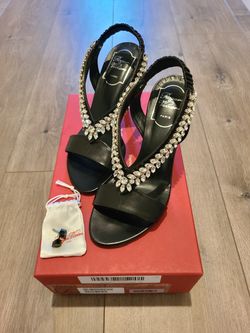 Roger Vivier *New* Choc Real V Type Jewels Sandals Black SIZE 36 (5.5~6 US size)