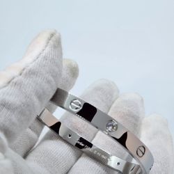 Silver Love Bracelet With Diamonds Stainless Steel
