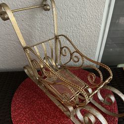 Large Heavy Brass Color Centerpiece Sled