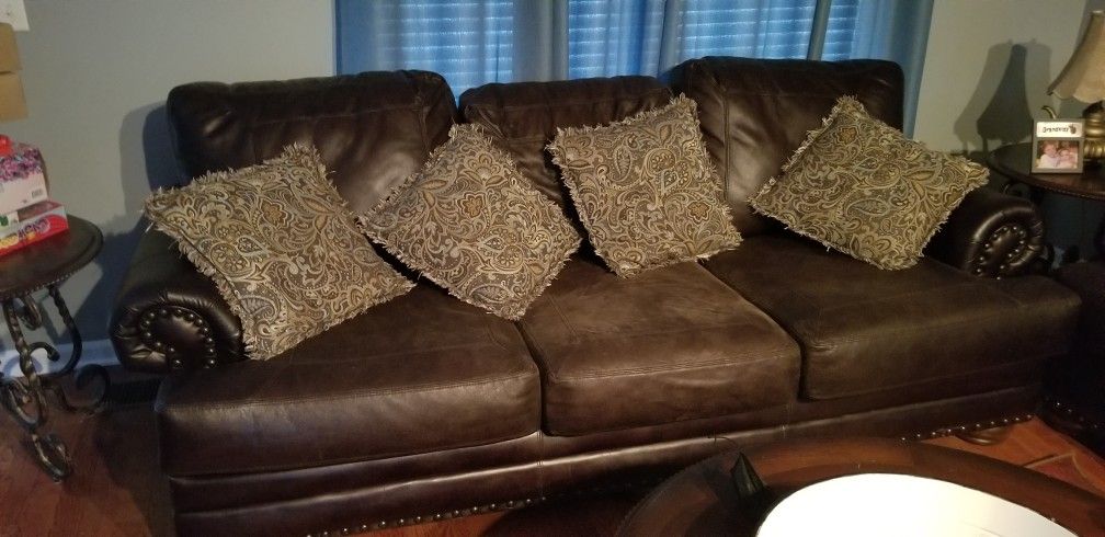 Leather Couch, Loveseat, Chair And Ottoman 