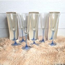 LUMINARC | VINTAGE BLUE STEM CHAMPAGNE FLUTE SET OF 9