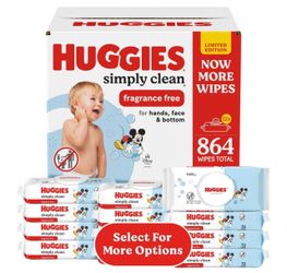 Huggies Simply Clean Baby Wipes ~ 864 total