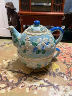 Collectors Items, Vintage Floral Tea For One Teapot Cup Set – Hand Painted – Japan Style