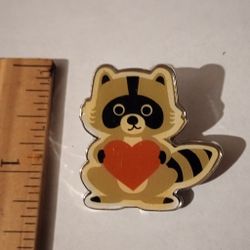 Creative Memories Raccoon Holding Heart Animal Valentine's Day Love Vintage Collectible Lapel Pin A-2