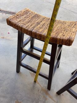 Woven Seagrass Saddle Bar Stools Set of 3