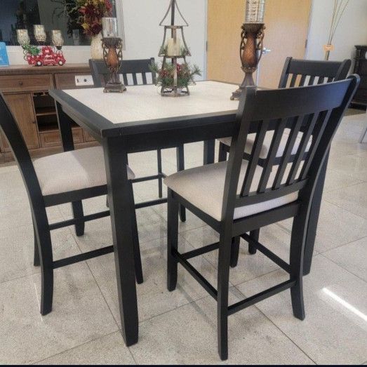 ✅️✅️5 pc counter height dining table set in black finish ✅️