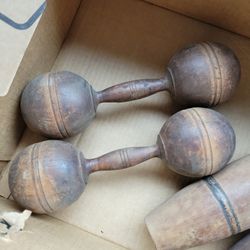 2 Old Wooden Dumb Bells