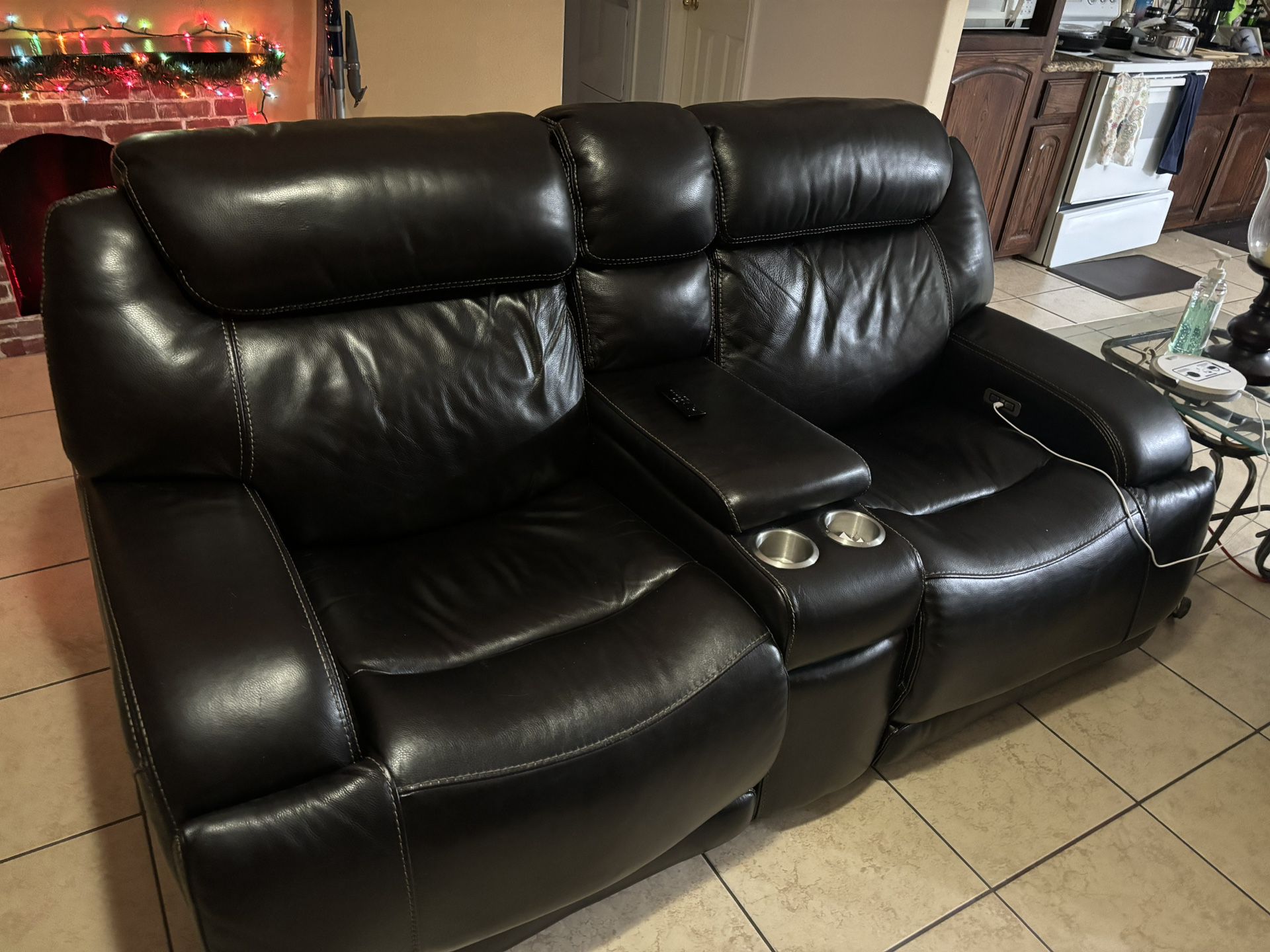 Leather Two Seater Recliner 