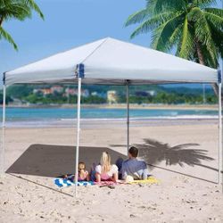 E454 $60  12 ft. x 12 ft. Gray Pop-Up Canopy Tent with Roller Bag Portable Instant Shade Canopy for Outdoor Events  Quick setup: most users complete a