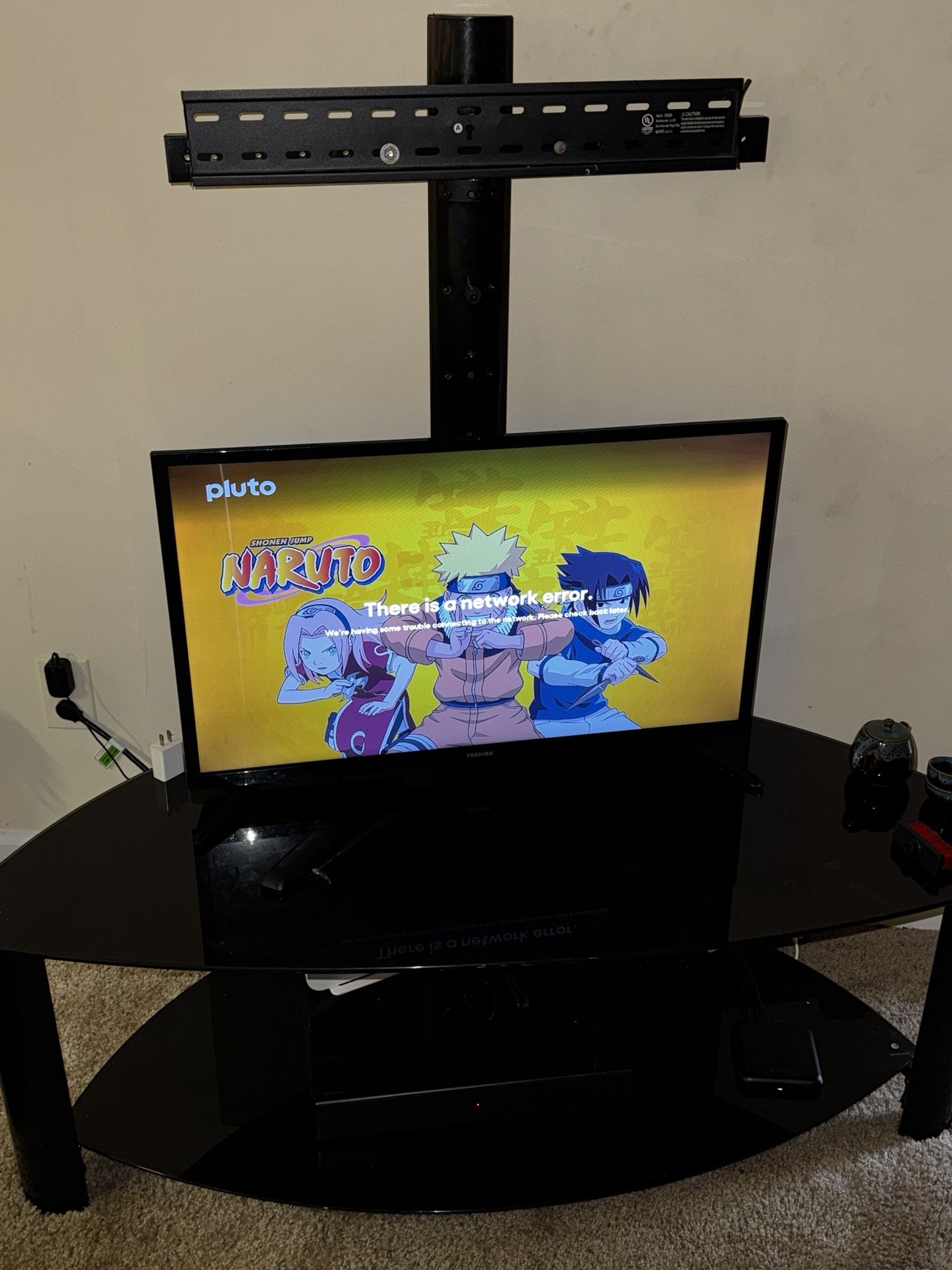TV Stand/Mount - Black Glass Table