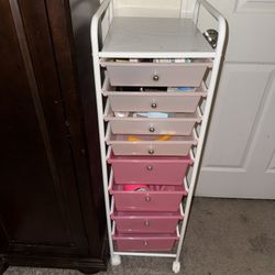 Rolling Storage Cart With Bins 