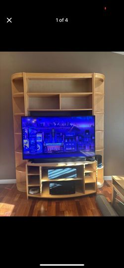 Natural Maple Scandinavian entertainment center modular