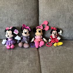 10” Minnie, Mouse Beanbag Stuffed Animal $4 Each Or All For $16