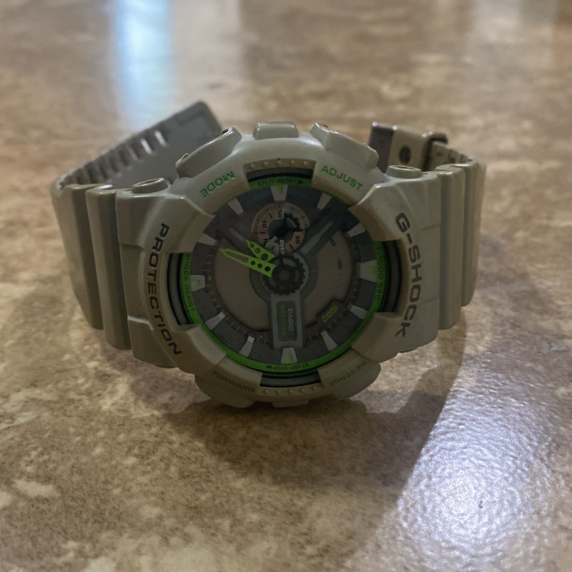 Lime Green And Gray G-shock Casio Antimagnetic Shock Absorbing Structure