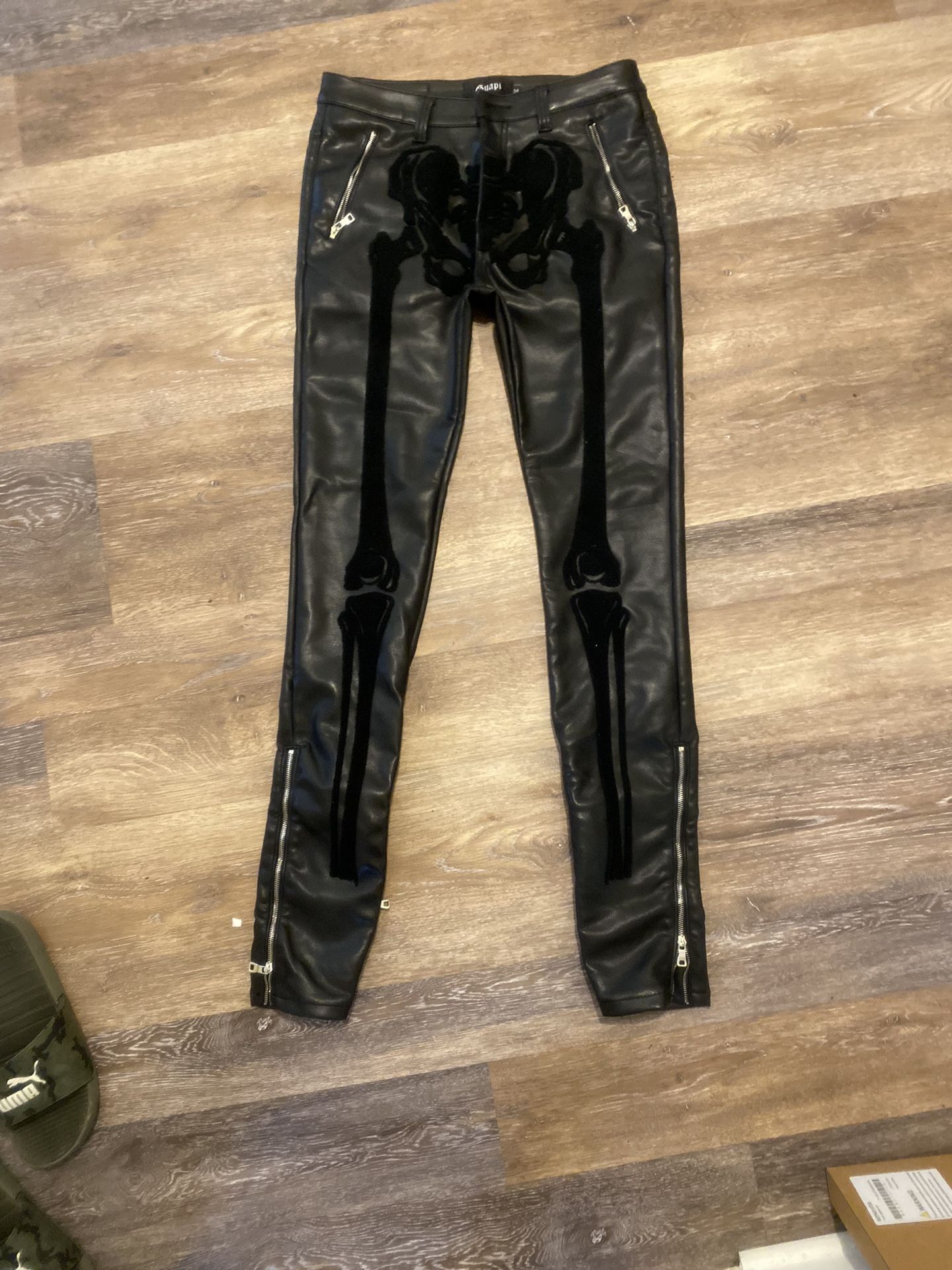 Guapi Leather Stacked Jeans - Main Image