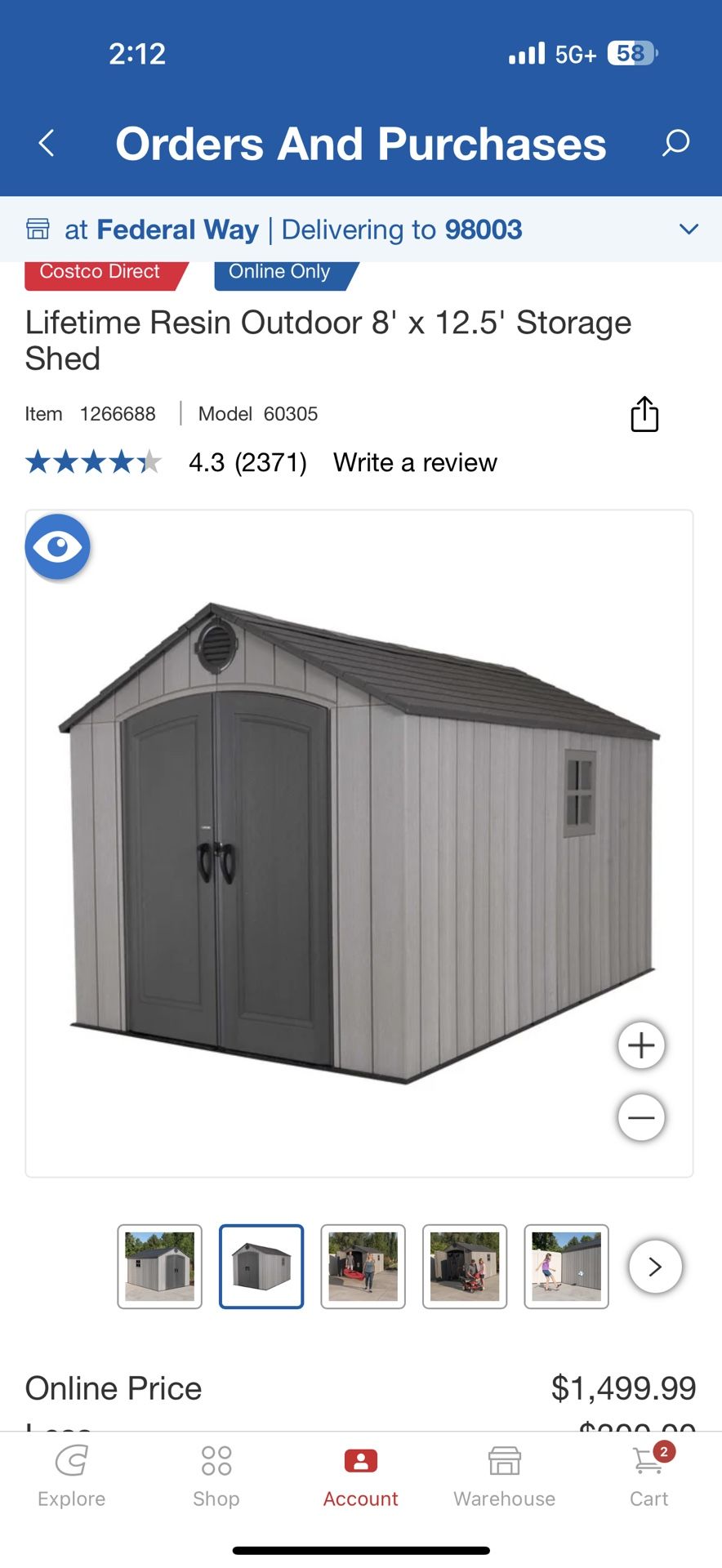 Lifetime Resin Outdoor 8' x 12.5' Storage Shed