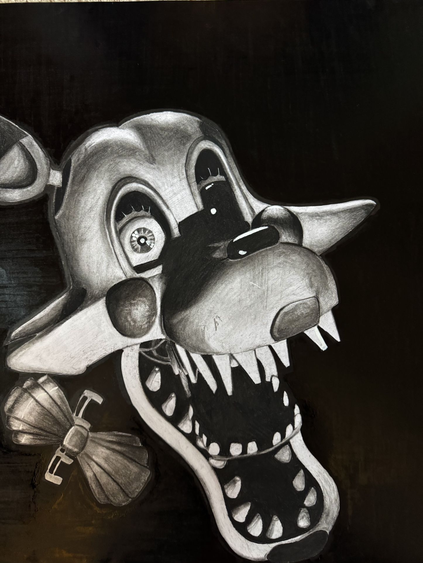 Original Mangle Charcoal Drawing 