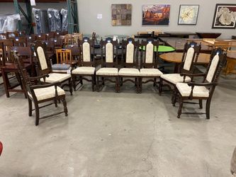 Set of 8 Elegantly Carved French Style Dining Chairs