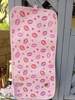 Pink Lips & Hearts Print Travel Bag