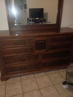 Wood Dresser with Mirror