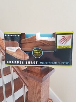 Sharper Image memory foam slippers camel color