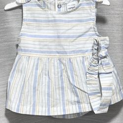 Carter's Sleeveless Striped Dress with Bloomer and Headband Size 3M NWT